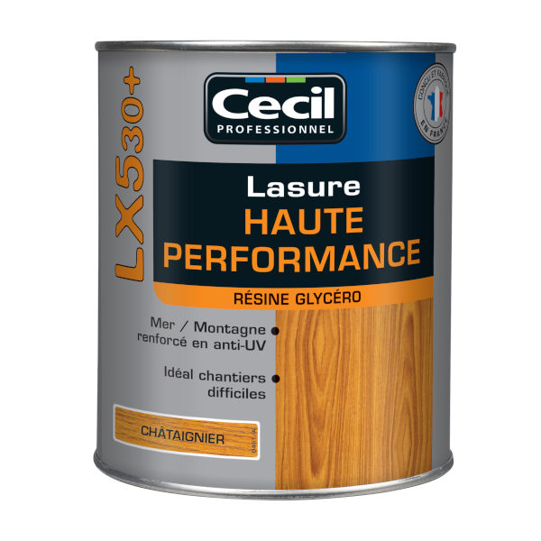 Lasure bois protection élevée Cecil LX530 aspect satin châtaignier 1L