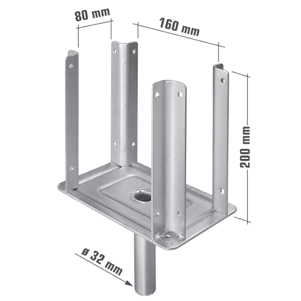 Fourche double pour étai Altrad en acier zingué - Ø 32 mm - 160 x 80 mm