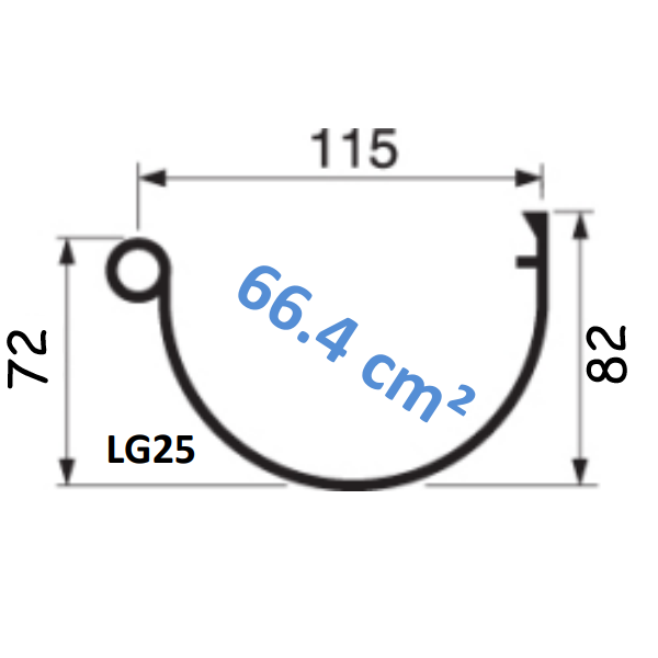 Gouttière demi-ronde Nicoll LG25 Anthracite - développé 250 mm x 2 M