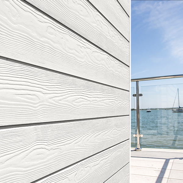 Lame de bardage en fibres-ciment Cedral Click finition relief Gris argent C51