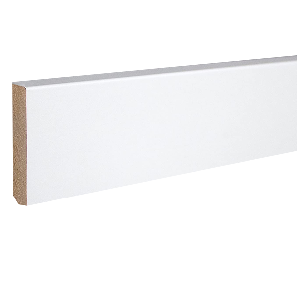 Plinthe à angle vif et arrondi en MDF et mélaminé blanc - 14 MM x 80 MM x 2400 MM
