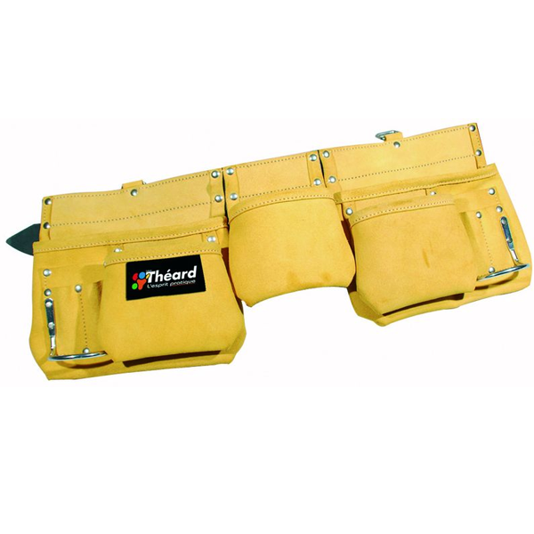 Poche à outils à 9 poches Théard avec ceinture en cuir et 2 anneaux