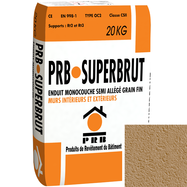 Enduit monocouche semi-allégé fin PRB Superbrut - Ténéré - 20 kg