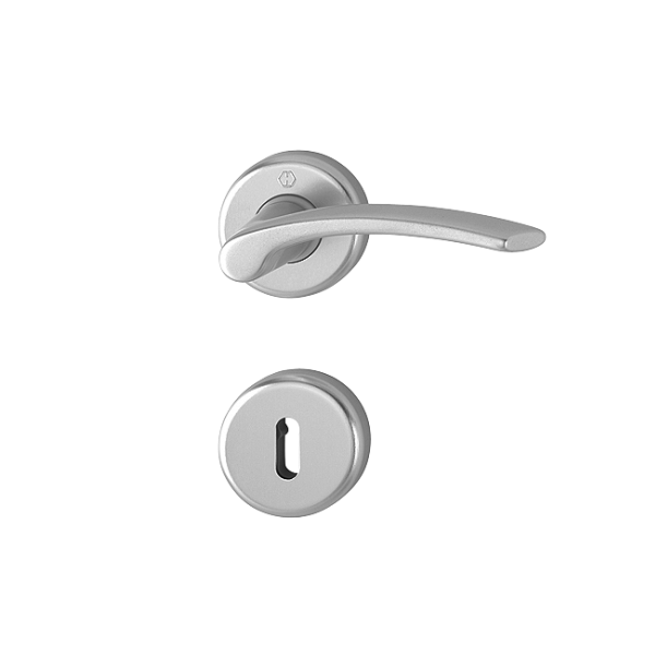 Ensemble rosace clé L Ibiza Hoppe alu chromé porte de 31-42 mm carré 7mm