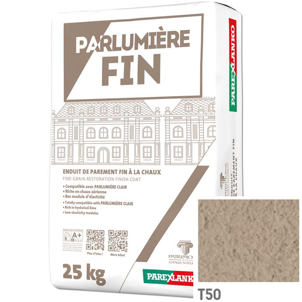 Enduit de parement à la chaux fin Parlumière T50 Terre sable 25 KG