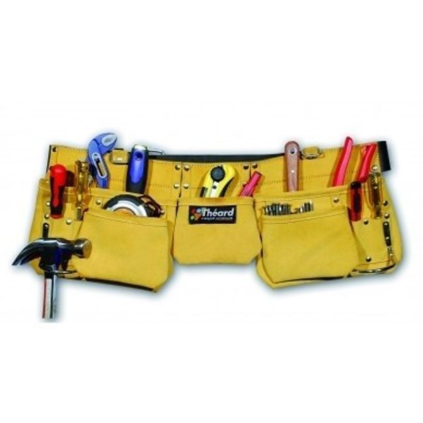 Poche à outils à 9 poches Théard avec ceinture en cuir et 2 anneaux