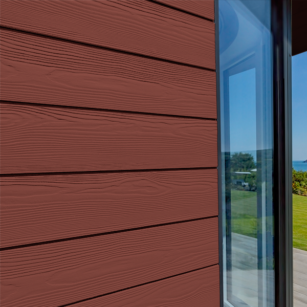 Lame de bardage en fibres-ciment Cedral Click finition relief Rouge suédois C61