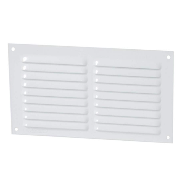 Grille de ventilation Nicoll à persiennes avec moustiquaire - Extérieur - 300 x 150 mm -  Aluminium blanc