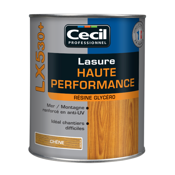 Lasure bois protection élevée Cecil LX530 aspect satin chêne 1L
