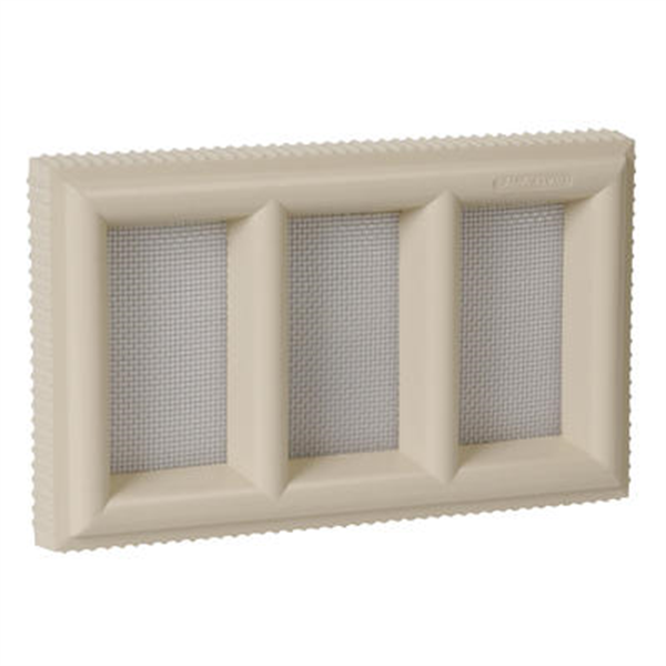 Grille d'aération Claustra avec moustiquaire PVC sable 215 x 130 mm NICOLL 1CLAU3