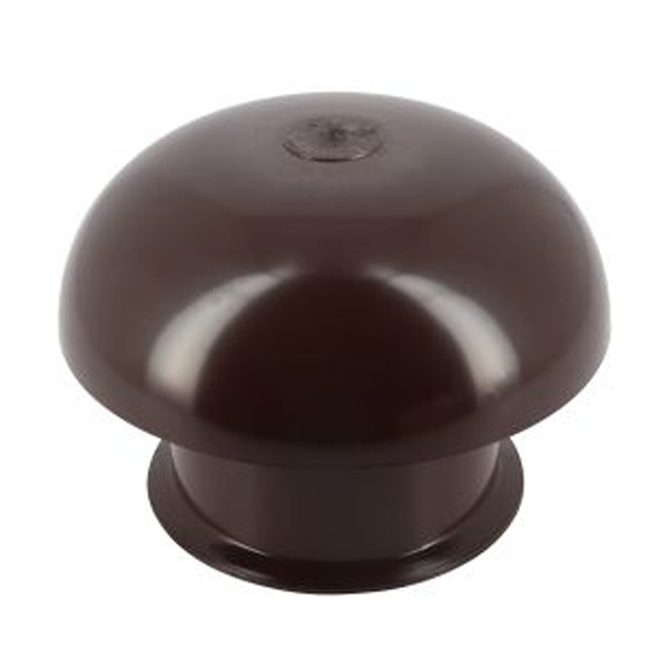 Chapeau de ventilation rond Nicoll - Diamètre 138 mm - Sortie 80 mm - Avec moustiquaire - PVC anti-UV - Marron