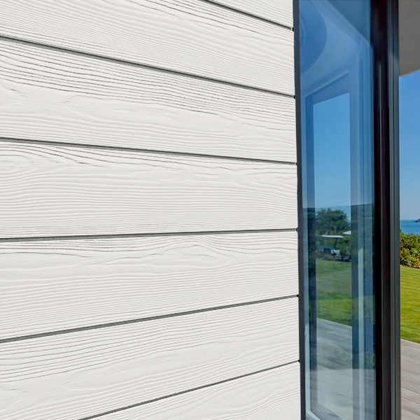 Lame de bardage en fibres-ciment Cedral Click finition relief Blanc C01