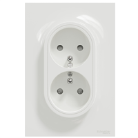 Prise de courant 2P+T double Schneider Odace à griffes - 16 A - 250 V