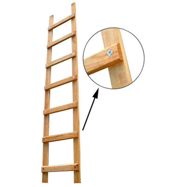 Échelle de couvreur en bois lasuré - 24 échelons - 6 m - entraxe 25 cm
