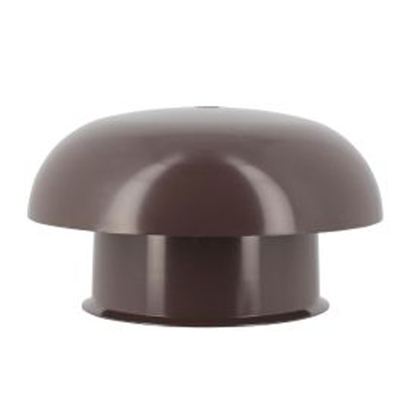 Chapeau de ventilation rond Nicoll - Diamètre 204 mm - Sortie 125 mm - Sans moustiquaire - PVC anti-UV - Marron