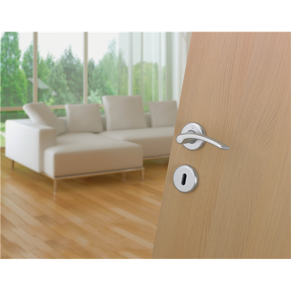 Ensemble rosace clé L Ibiza Hoppe alu chromé porte de 31-42 mm carré 7mm