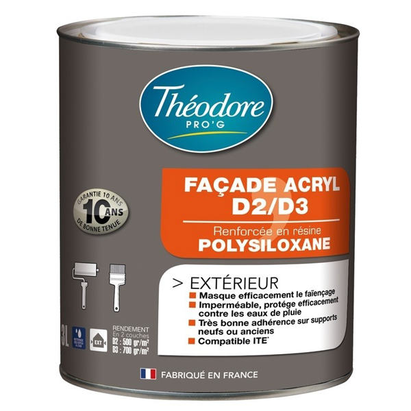 Revêtement façade résine acrylique Théodore Pro'G Pierre Mat 3L