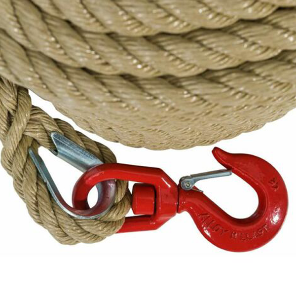 Corde poulie chanvre crochet sécurité diamètre Ø 20/22 mm longueur 30 m