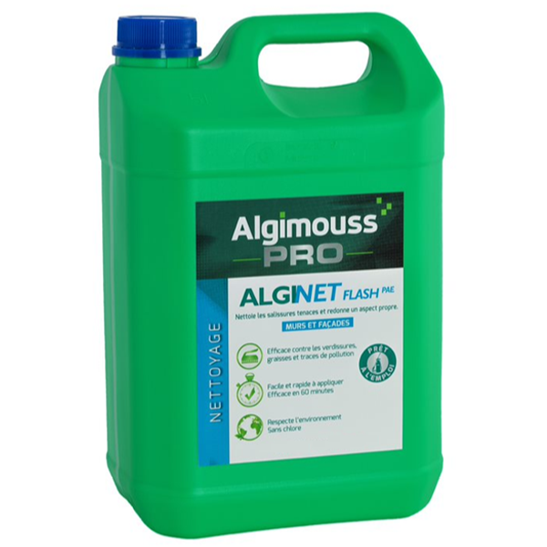 Nettoyant décrassant façades Alginet flash - prêt à l'emploi - bidon de 10 litres