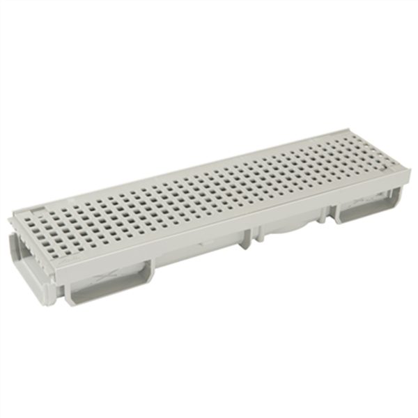 Caniveau bas piscine Grille piétonne 500 mm x 130 mm PVC Gris