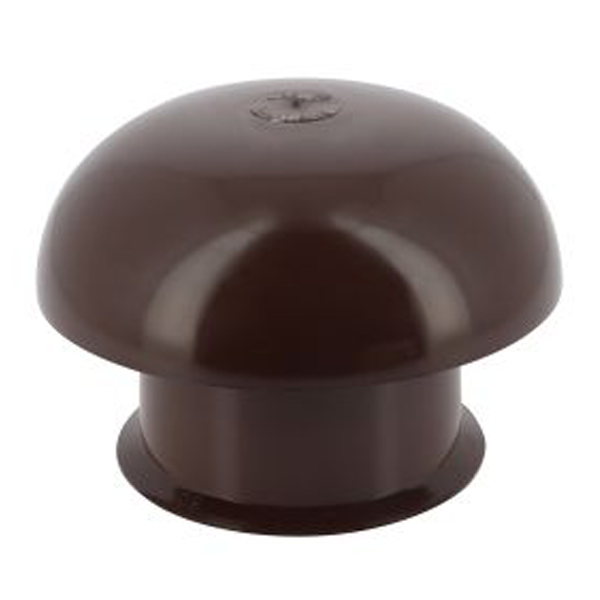 Chapeau de ventilation rond Nicoll - Diamètre 164,5 mm - Sortie 100 mm - Sans moustiquaire - PVC anti-UV - Marron