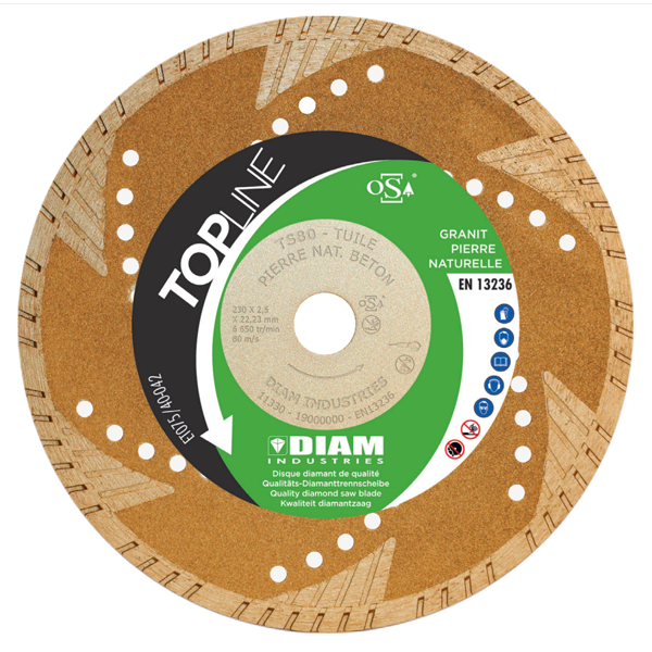 Disque diamant granit béton tuile Ø230 mm x 22,23 mm TS80230