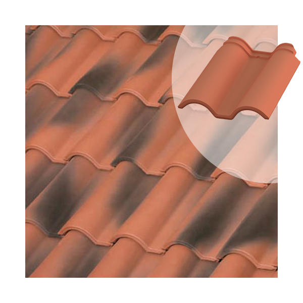 Tuile et demie TB-12 Tejas Borja  - Nature rouge vieillie - 436 MM x 360 MM