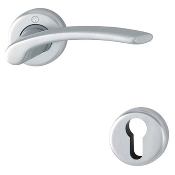 Ensemble rosace clé L Ibiza Hoppe alu chromé porte de 31-42 mm carré 7mm