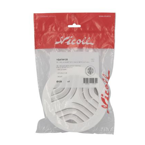 Grille ronde d'aération intérieure avec moustiquaire à clipser - Nicoll - Diamètre 144 mm