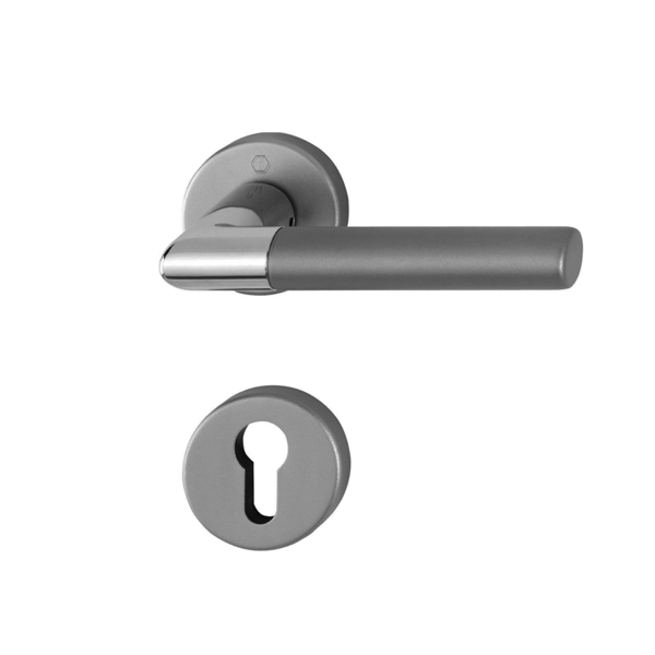 Ensemble rosace clé I Lecce Hoppe alu inox mat porte 35-45mm carré 7mm