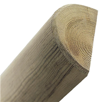 Demi-rondin de bois fraisé en pin - traité classe 4 vert - 100mm x 2,50 M