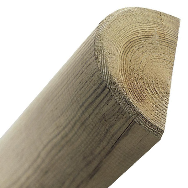 Demi-rondin de bois fraisé en pin - traité classe 4 vert - 100mm x 2,00 M