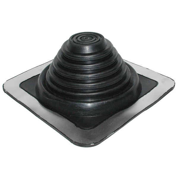 Sortie de toit ronde Pipeco n°4 pour tuyau Ø70 à 177 mm - EPDM noir - embase carrée H. 97 mm x l. 254 mm