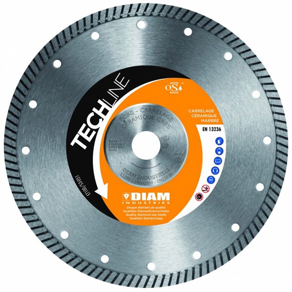 Disque diamant TechLine FC80 carrelage grès cérame Ø 230 mm x 22,23 mm