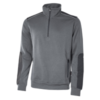 Sweat-shirt de travail à col montant semi-zippé et poches - Cushy - gris météorite - Taille L