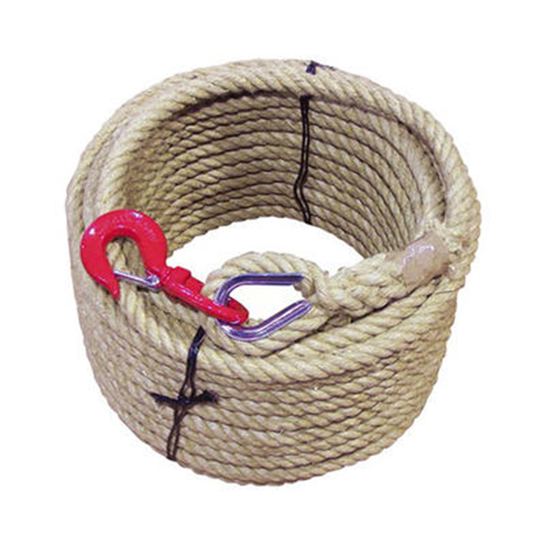 Corde poulie chanvre crochet sécurité diamètre Ø 20/22 mm longueur 20 m