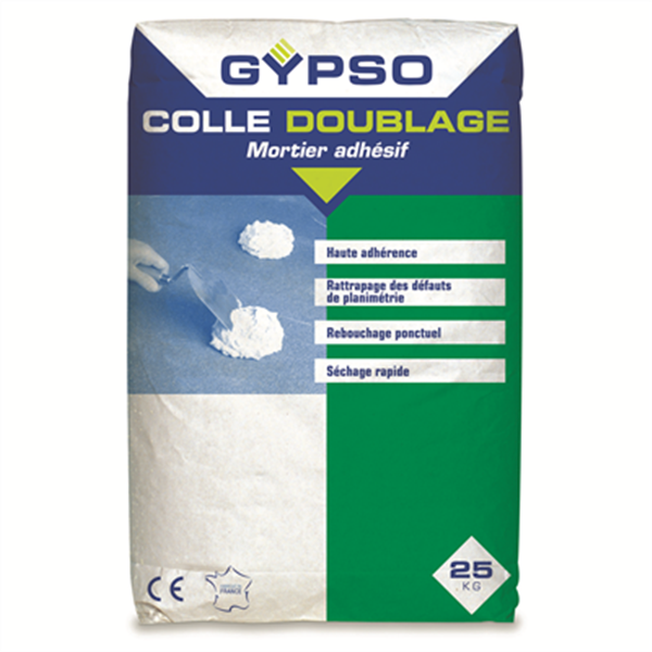 Mortier adhésif pour plaques de plâtre avec ou sans isolant - Gypso - sac de 25 kg