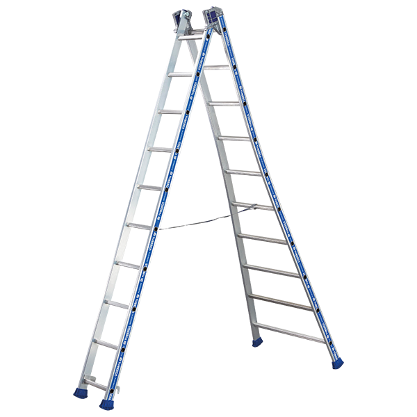 Echelle transformable 2 plans Platinium 2x10 échelons 4.88 m Tubesca