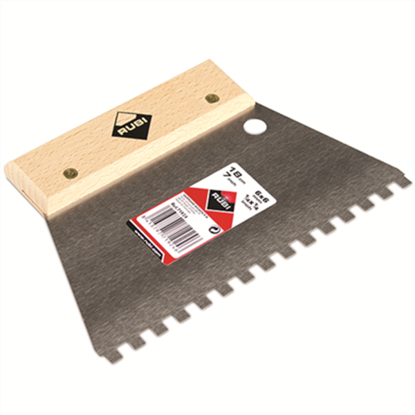 Peigne colle acier carreleur Denture carrée 6x6mm Rubi 18cm
