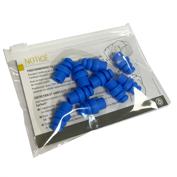 Embouts à ailettes de rechange pour protection auditive EarTech Access - Large Bleu - sachet de 5 paires