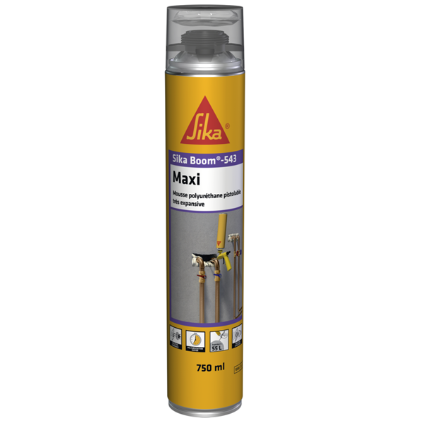 Mousse polyuréthane pistolable très expansive - Sika Boom 543 Maxi - Beige - aérosol de 750 ml