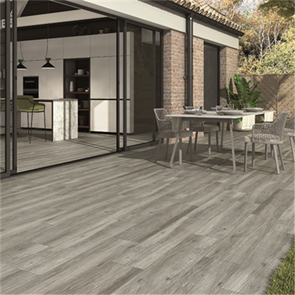 Carrelage sol extérieur effet bois PECAN GRIP - Taupe - 120 CM x 23,3 CM - ép.8,7 MM