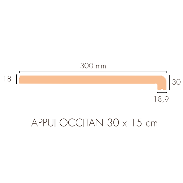 Appui de fenêtre Occitan Terreal AP10 en terre cuite lisse - Rouge - 300 MM x 150 MM x 30 MM