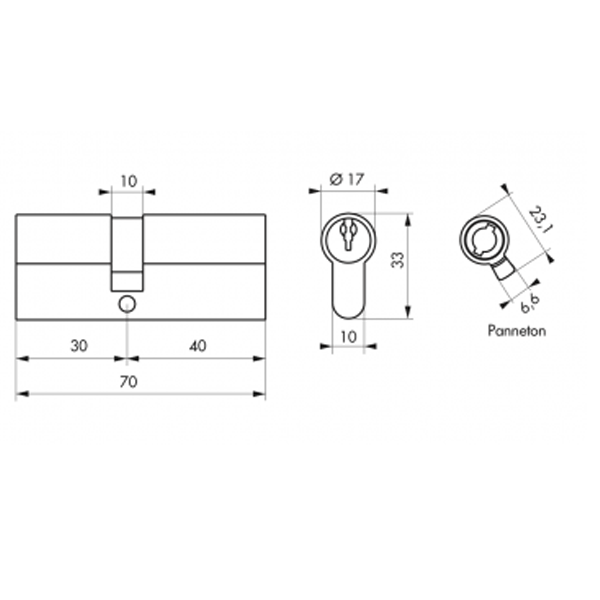 Cylindre européen double entrée laiton Thirard 30 x 40 mm 007279