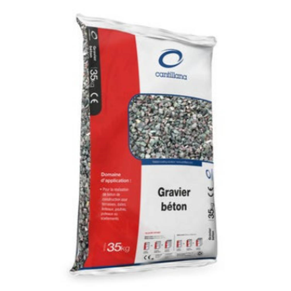 Gravillons pour béton gros oeuvre Obra granulométrie 6/16 Roulé 35 kg