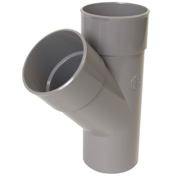 Culotte simple mâle/femelle Nicoll pour évacuation eaux usées - Diamètre 125 mm - Degré angle 45° - PVC - Gris