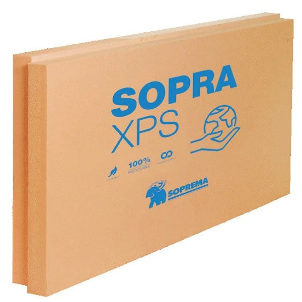 Panneau isolant pour toitures-terrasses - Sopra XPS SL - R.0,9 m².K/W - 1,25 M x 0,6 M - ép.30 MM
