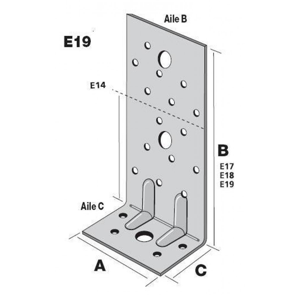 Équerre renforcée E14 75x80x50 mm Simpson Strong-Tie E14/2