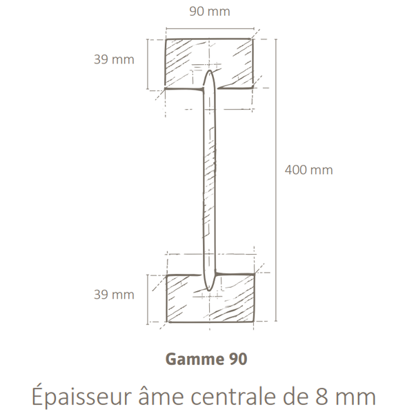 Poutre en I Inojoist non traitée - 90 x 400 mm - longueur 9,00 M
