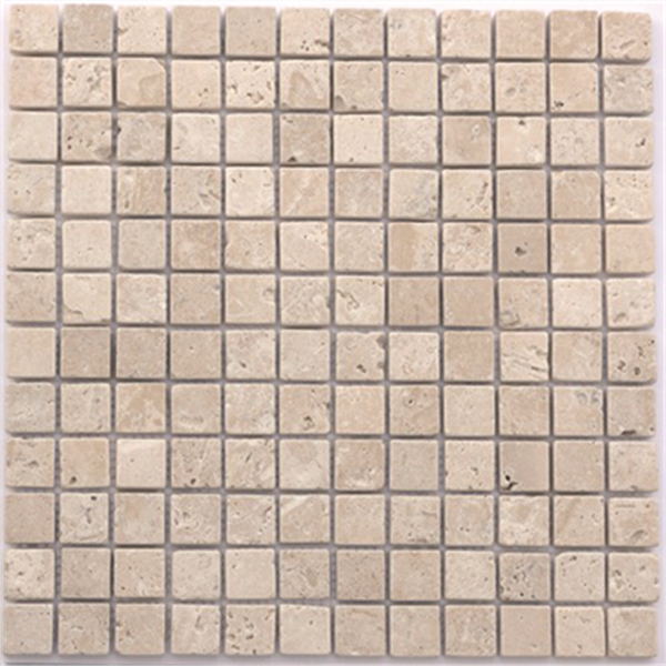 Mosaïque pierre naturelle calcaire TRAVERTIN - Light mix - 2,3 x 2,3 cm - Plaque 30 CMx30 CM Ép.10 MM